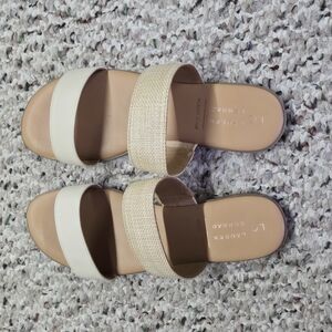 LC Lauren Conrad Cream Double-Strap Sandals